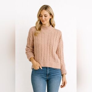 Hippie Rose Blush Cable Knit Turtleneck Sweater